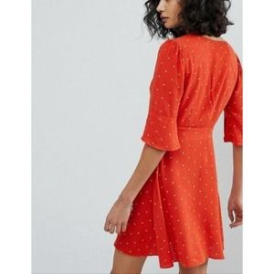 Free People | All Yours Polka Dot Dress Womens Size 4 Red Mini Fit Flare